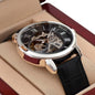 Happy Father's Day | Black Leather Band Openwork Watch | The Greatest Gift of Time