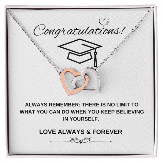 Gift For Graduation! Congratulations! | Interlocking Necklace | For Daughter, Niece, Bonus Daughter | Loved One
