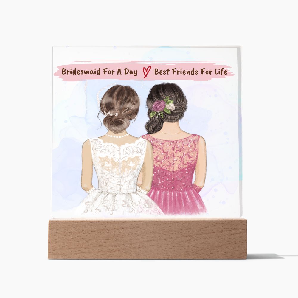 Bridesmaid and Best Friend Square Acrylic Plaque | Wedding Gift | Special Occasion