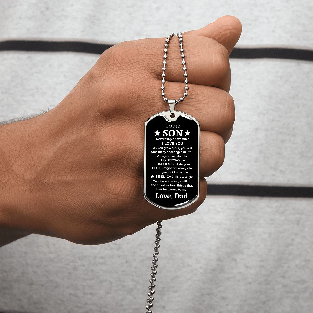 To My Son | Luxury Military Necklace | I Believe In You | Love, Dad