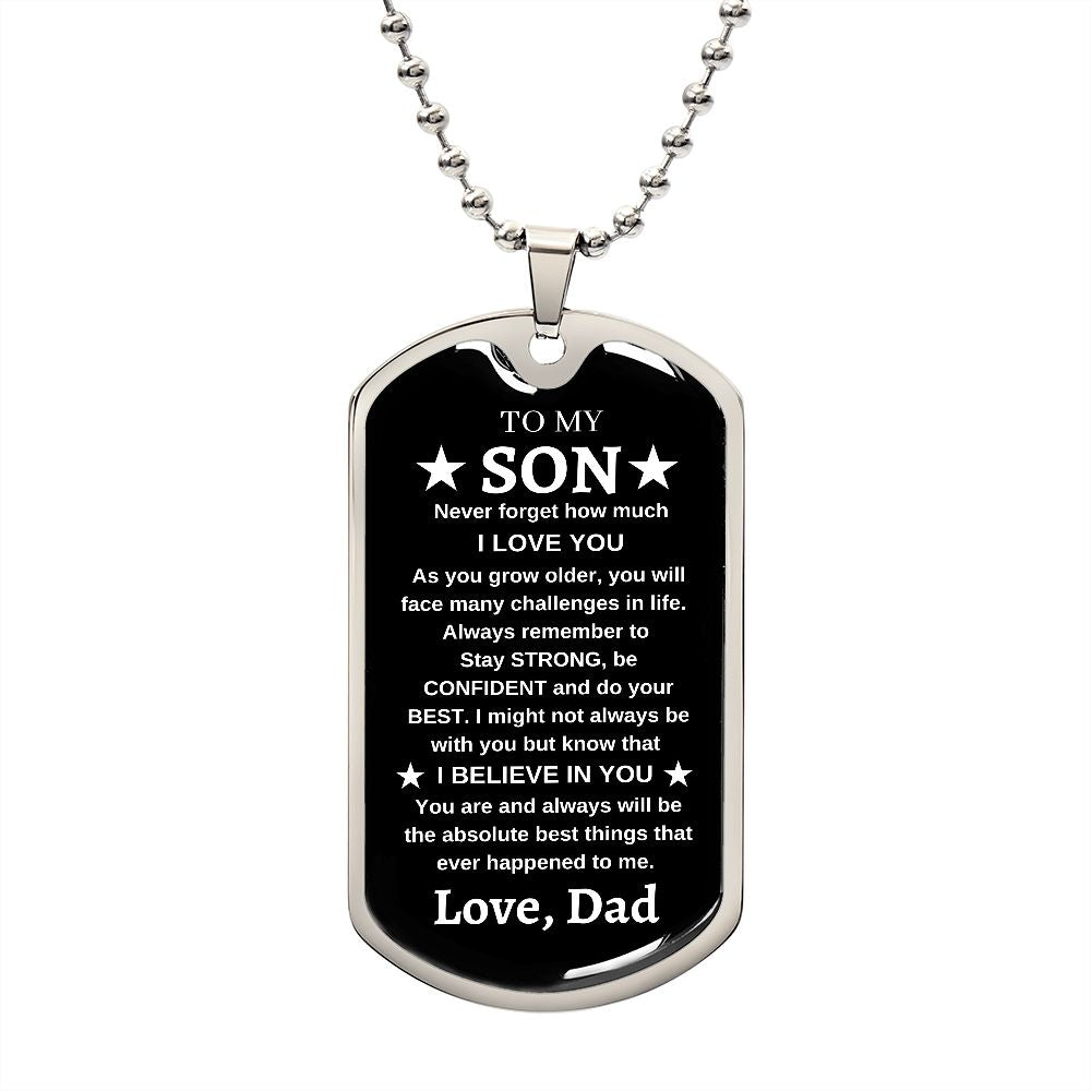 To My Son | Luxury Military Necklace | I Believe In You | Love, Dad