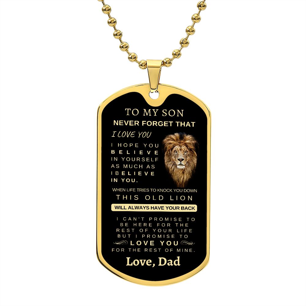 To My Son | Silver Luxury Dog Tag Chain | Love, Dad | Graduation | Birthday
