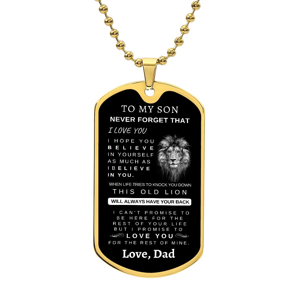 To My Son | Luxury Silver Dog Tag Chain | Love, Dad | Graduation | Birthday