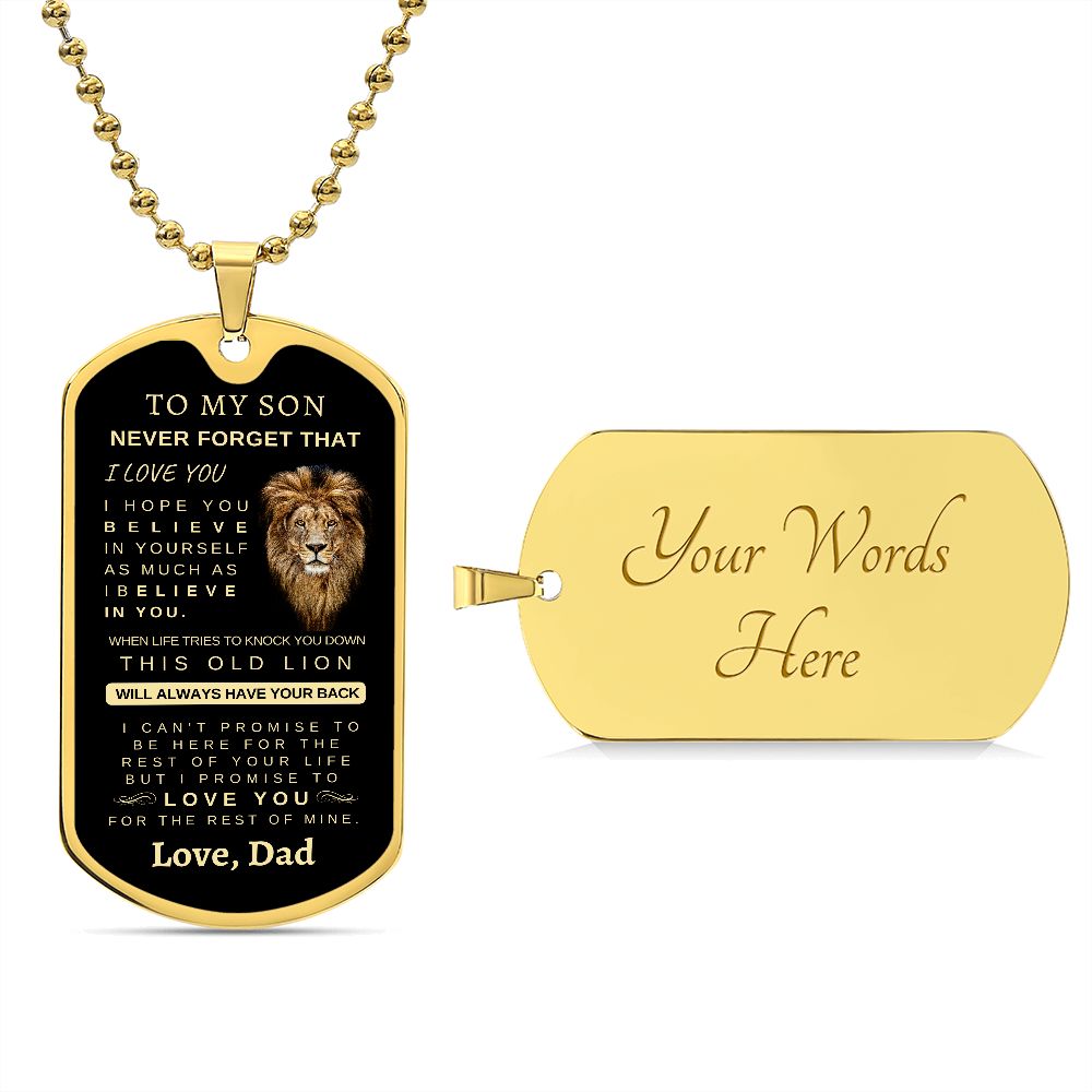 To My Son | Silver Luxury Dog Tag Chain | Love, Dad | Graduation | Birthday