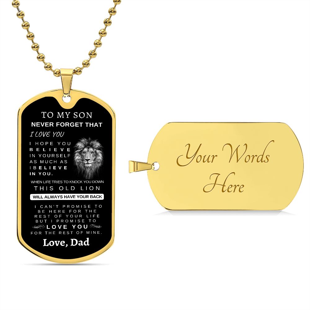 To My Son | Luxury Silver Dog Tag Chain | Love, Dad | Graduation | Birthday