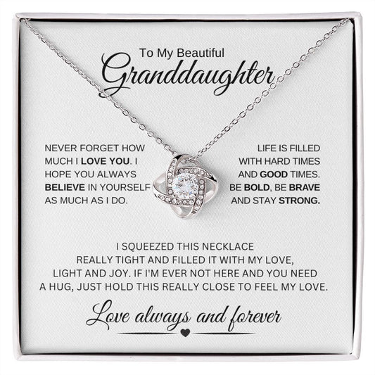 To My Beautiful Granddaughter | Love Knot Necklace | Love Always & Forever