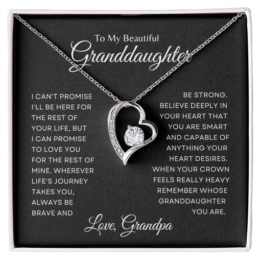 To My Beautiful Granddaugther | Forever Love Necklace | Be Brave | Love, Grandpa