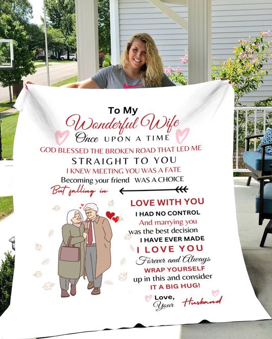 VPM Cozy Plush Fleece Blanket - 50x60 | To My Wonderful Wife | I Love You | Your Husbdand