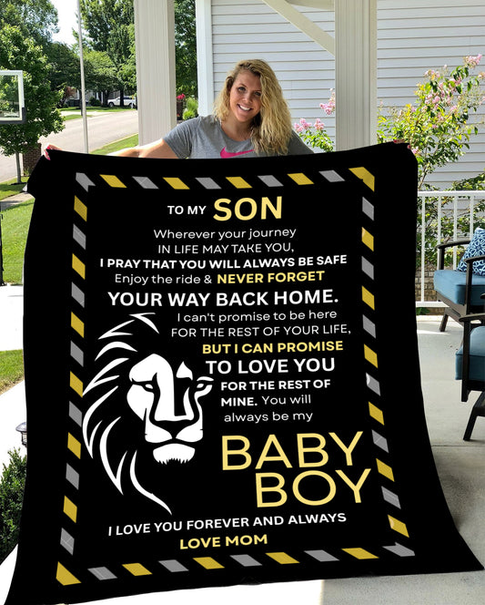 Cozy Plush Fleece Blanket - 50x60 | To My Son | Never Forget Your Way Back Home | Love Mom