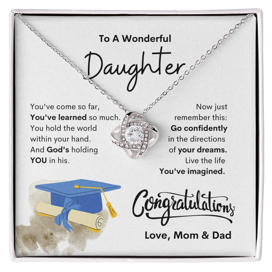 Gift For My Daughter | Love Knot Necklace | Proud Of You Daughter | Love, Mom & Dad