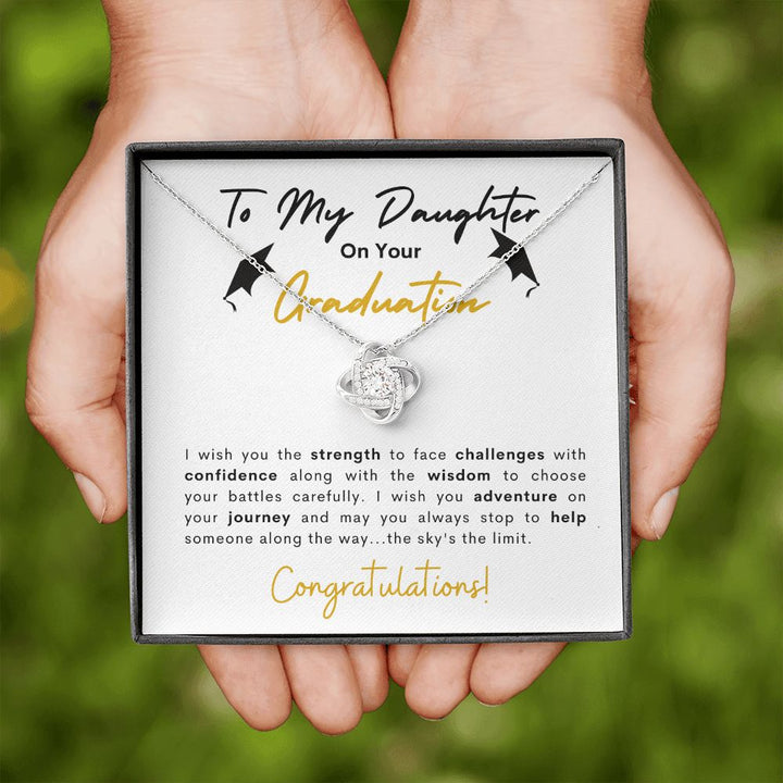 Gift For My Daughter on Graduation Day, Love Knot Necklace  |  From Parents