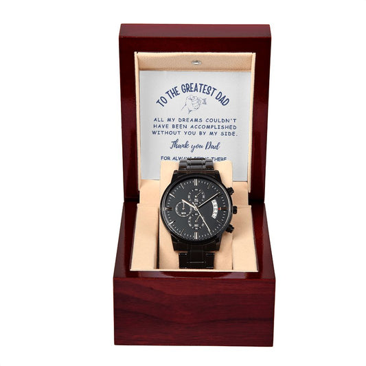 Gift For The Greatest Dad | Black Chronograph Watch | Father's Day Watch