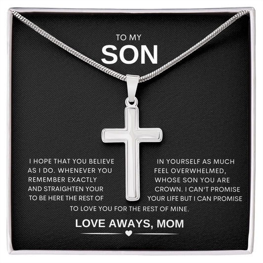 Gift For My Son | Cross Necklace From Mom | Love Always.