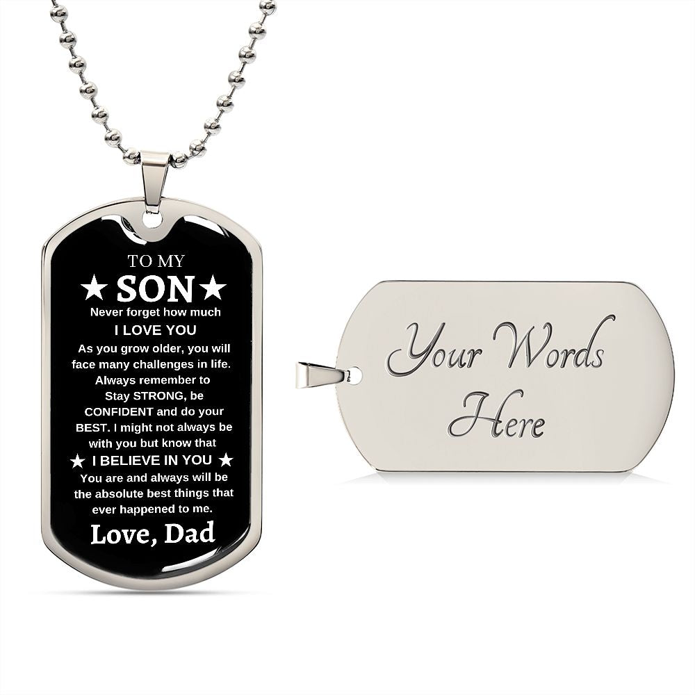 To My Son | Luxury Military Necklace | I Believe In You | Love, Dad