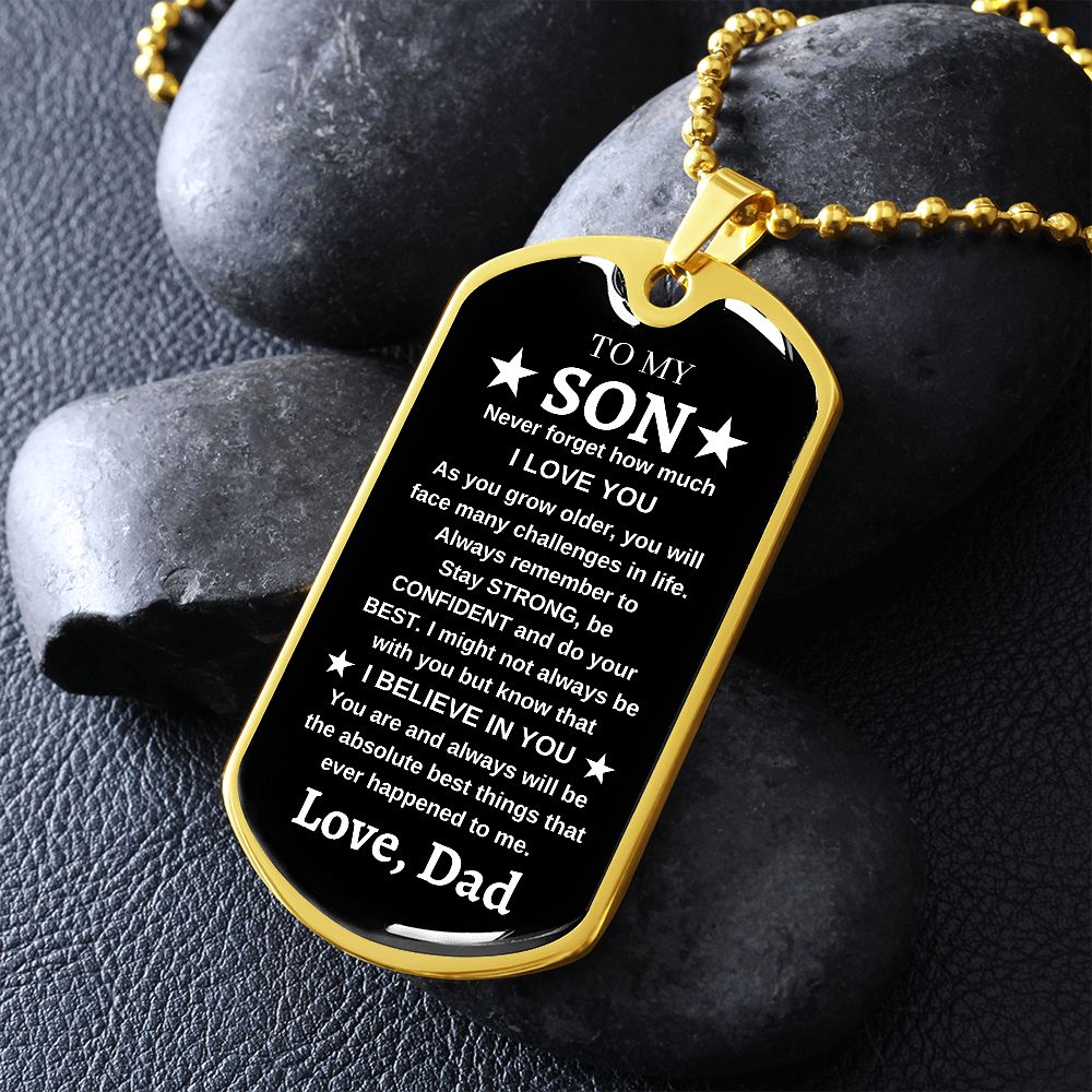 To My Son | Luxury Military Necklace | I Believe In You | Love, Dad