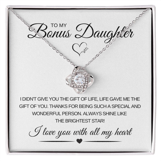 To My Bonus Daughter | Love Knot Necklace | The Brightest Start | With All My Heart